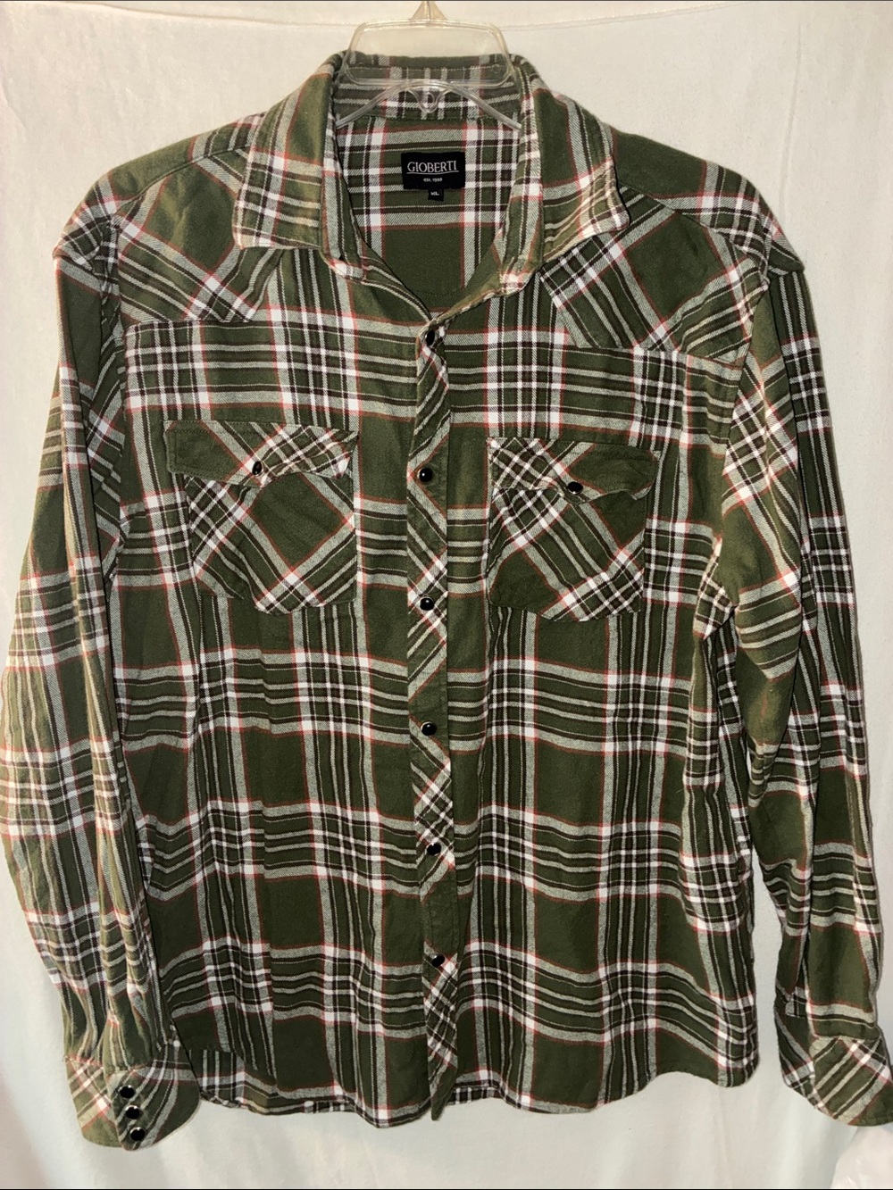 Gioberti Olive & Rust Plaid Button-Up Shirt